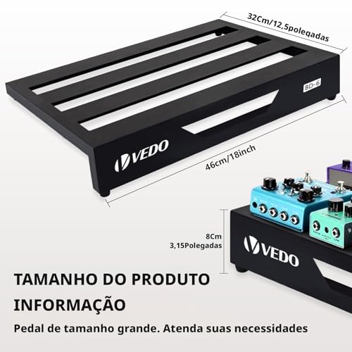 VEDO Pedalboard para guitarra, liga de alumínio, 0,9 kg, ultraleve, 45,7 cm x 31,8 cm, com estojo de transporte, tamanho padrão de 45,7 cm (inclinado), inclui velcro e abraçadeiras.