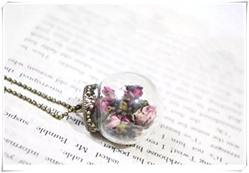 Peach blossom bottle necklace, Dried flowers bottle Necklace Flower necklace, - Thumbnail 2