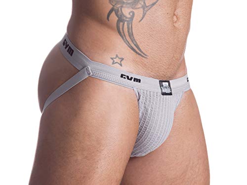 Gym 1" Waistband Swim/Run Jockstrap (Small, Grey)