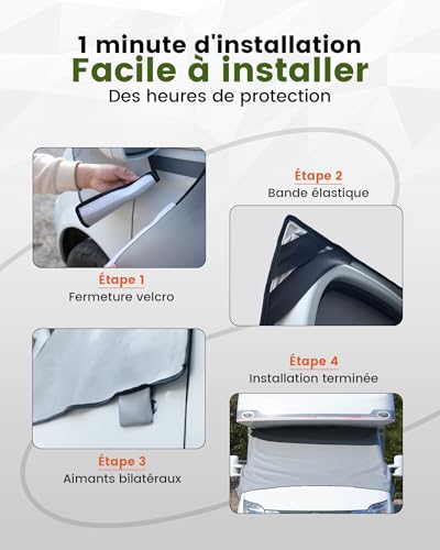 Ezcasch Thermomatte Front Windscreen Cover Motorhome Accessories, Full Protection Against Sun, Cold and Dust, Grey Windshield Cover Suitable for FIAT