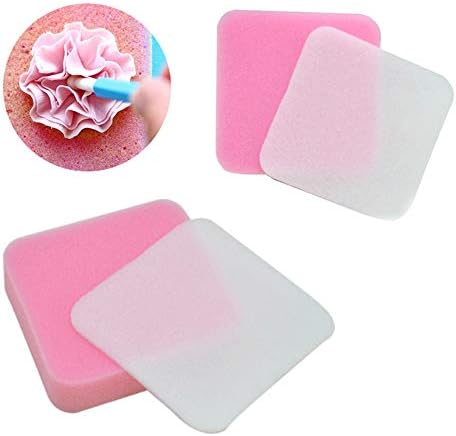 HuntGold 2pcs Fondant Flower Shapes Mat Sponge Gum Paste Mats Tools Flower Pattern Making Shaping Foam Pad Baking Cake Decorating -Pink + White
