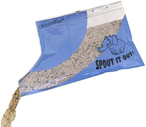 Store and Pour Seed, 10lb Capacity. Bag With a Built-in Soft Spout Enables Controlling Flow Speed By Squeezing The Spout! Resealable Bag, Easy Refill! For Bird Seed, Grass Seed, Snow Salt, Rice &amp; More