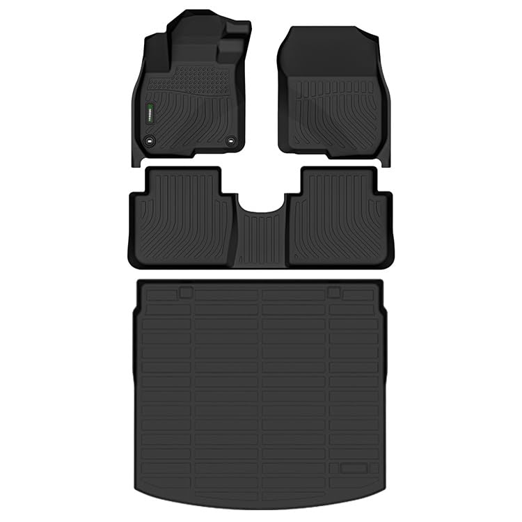 ANBINGO® Floor Mats & Cargo Liner for 2017 2018 2019 2020 2021 2022 CR-V, Waterproof CRV Car Mats All Weather Guard TPE Floor Liners Front & Rear Row & Trunk Mats (Cargo Tray in Highest Position) Image