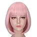 Short Pink Bob Wig With Bangs Natural Look Cosplay Straight Hair Wigs for Women 13