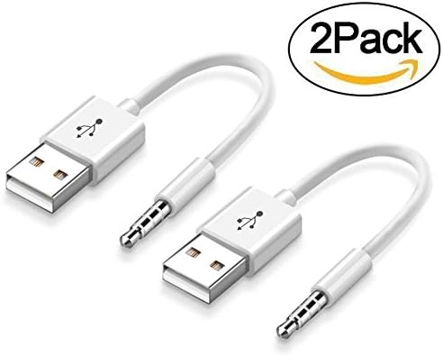 iPod Shuffle Cable, YVENEY USB Data Sync Cable Cord 3.5mm Male AUX Plug to USB Male Adapter Charging Cable Charger Converter Headphone Audio Extender Jack for iPod Shuffle 3/4/5/6/7 Gen