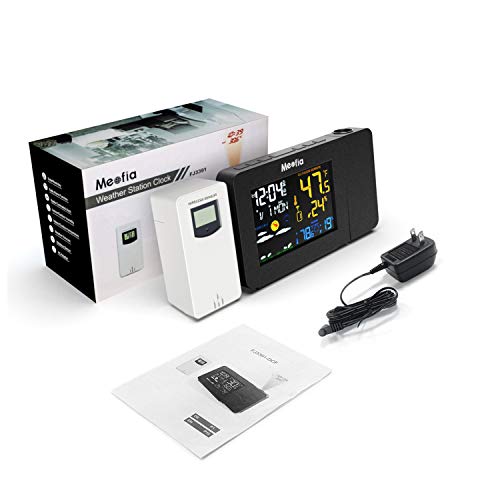 Meofia Projection Alarm Clock for Bedrooms with Weather Station, Digital Projection Clock