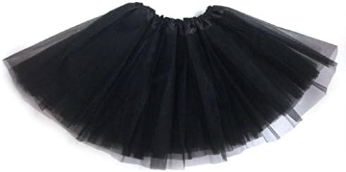 Limsea Tulle Dress Pretty Girl Elastic Stretchy Adult Tutu 3 Layer Skirt (Free Size, Black)