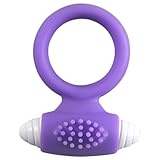 Moonar®Male Silicone G-spot Vibrating Vibrator Cock Penis Ring with Clitoral Stimulator(Purple)