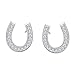 EVER FAITH 925 Sterling Silver Elegant Pave Cubic Zirconia Lucky Horseshoe Stud Earrings Clear