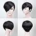 RUISENNA 100% Human Hair Short Wig for Black Women African American Pixie Wigs Black Straight Hair Wig With Side Bangs