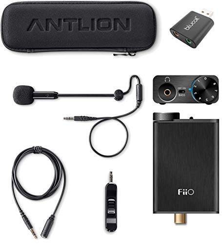 Antlion Audio ModMic 5 Attachable Microphone Bundle with FiiO E10K Black USB DAC and Headphone Amplifier and Blucoil USB Audio Adapter