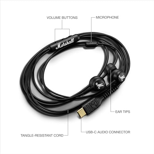 Mode USB-C kabelgebundene Kopfhörer – integriertes Mikrofon, individuelle Passform, knotenfreies Kabel und dynamische Treiber | Sprachassistent | USB-Anschluss