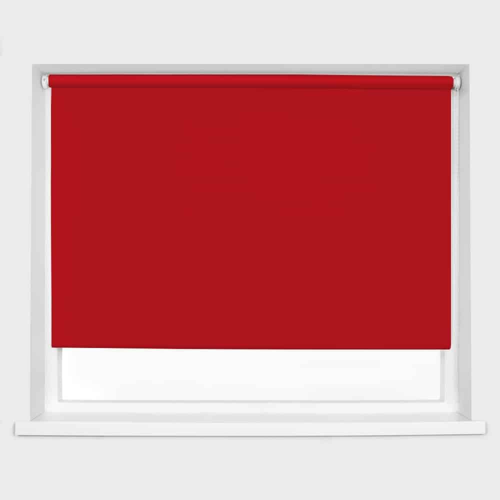 Red Blackout Roller Blind Metal Fittings Trimmable UV Protection Thermal Properties Premium Fabric Home Office Bedroom Kids Room Child Safe Easy Fit 60cm Width x 160cm Drop
