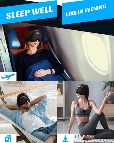 Máscara de sueño LC-dolida con auriculares Bluetooth, antifaz para dormir sin presión ocular, auriculares nocturnos para dormidores de lado, regalo ideal y esencial de viaje