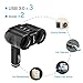 Rocketek 2-Socket 3-Port QC 3.0 Car Charger Cigarette Lighter Splitter, 90W 12V/24V DC Outlet Multi Socket Car Cigarette Lighter Adapter Support up to Cellphone/Nintendo Switch/Tablet/GPS/DashCam etc