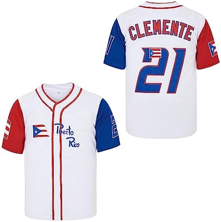 Amazon.com: Men's #21 Roberto Clemente Baseball Jersey Puerto Rico