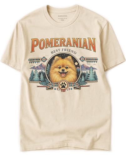 Pomeranian Tshirt for Men & Women - Wilderness Artwork - 100% Natural, Raw, Undyed, Heavyweight Cotton at Amazon