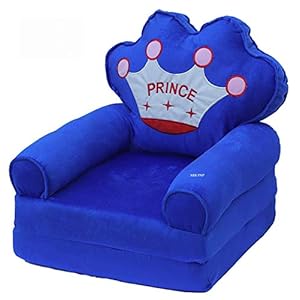 COROID Nylon Seat Shape Sofa Cum Bed Toy Chair for Kids (Blue, 0-2 Years)