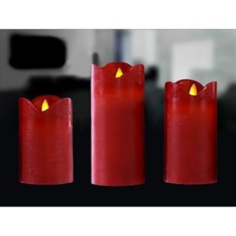 28382 LED Echtwachskerze mit beweglicher Flamme - Größe L - Farbe: rot, LED-Flackerlicht, 8 x 17,5 cm