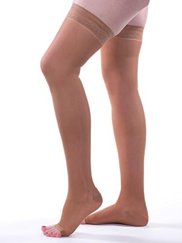 Allegro 20-30mmHg Essential 9 Sheer Compression Stockings - Thigh High, Open Toe, Compression Stockings for Women