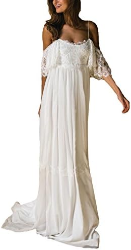 Yahmet Lace Wedding Dresses Beach with Spaghetti Straps Boho Bohemian Wedding Gowns Bridal Dresses 2018 Ivory 10