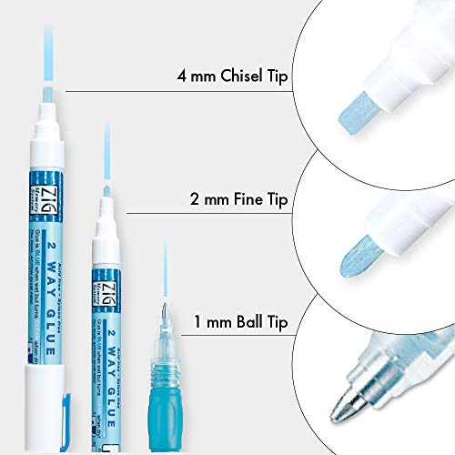 Kuretake Zig 2 Way Glue 3 Pens Set, APCertified, Adhesive for Kids