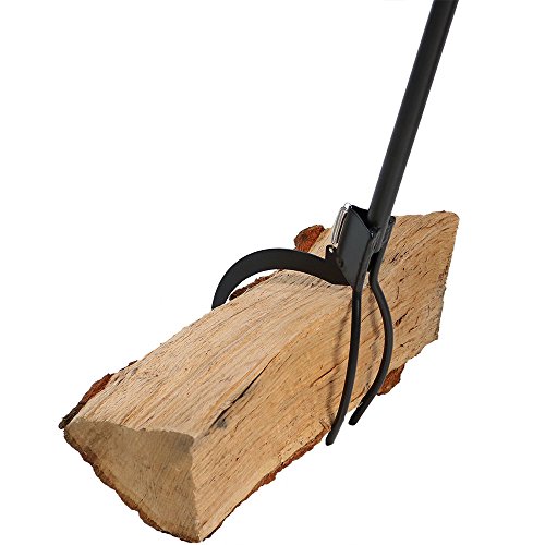 Sunnydaze Log Grabber Tongs - Heavy-Duty Outdoor/Indoor Tool for Wood-Burning Fire Pit or Fireplace - Black 36-Inch Claw with Easy Spring Lever Action