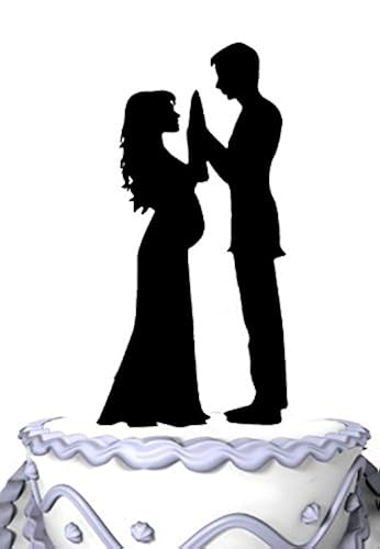 Meijiafei Pregnant Bride and Groom Silhouette Wedding Cake Toppers in ...