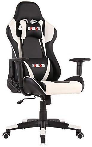 XPELKYS Office Chair Gaming Chair Computer Game Chair,Video Game Chair Racing Style High Back PU Leather Chair Executive and Ergonomic Style Swivel Chair with Headrest and Lumbar Support