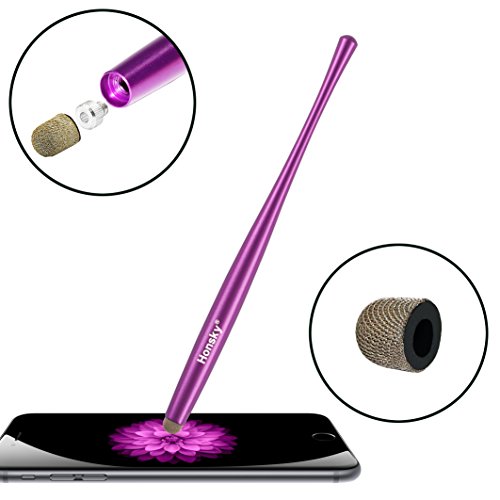 Capacitive Stylus Pen, Honsky Slim Waist Universal Metal Sensitive Cell Phone Tablet Styli for Apple iPhone iPad Samsung LG Touch Screens / With Replacement Mesh Tips / Purple