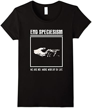 Women's END SPECIESISM vegan animal rights T-shirt punk Medium Black