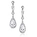 Cubic Zirconia CZ Teardrop Long Dangle Chandelier Prom Statement Earrings For Women .925 Sterling Silver