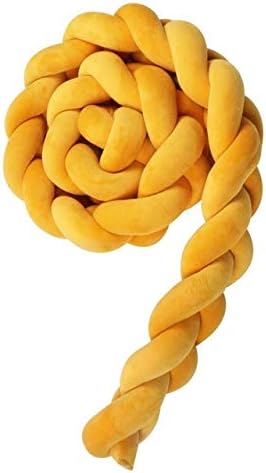 1PCS Baby Crib Bumper Knotted Braided Bumper Handmade Soft Knot Pillow Nursery Cradle Decor Newborn Gift Crib Protector 200cm/78.7inch (Ginger Yellow)