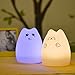 Litake Cat Kids Night Light, Rechargeable Cute Silicone Cat Night Light Lamp, Color Changing Cat Lamp Nursery Nightlight for Kids Baby Children (Rich Cat)