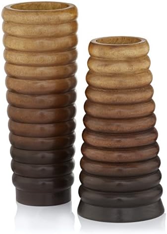 Modern Day Accents Ondula Wood Vase, Set of 2