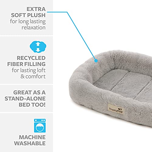 TrustyPup Quilted Crate Bolstered Mat Dog Bed, Ideal for Crates Gray