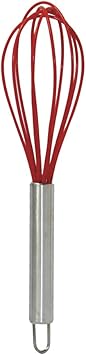 Batedor de Ovos Fouet em Silicone com Cabo Inox, Vermelho/Prata, Mimo Style