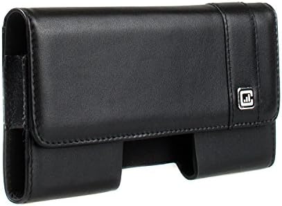 [Gorilla Clip] CASE123 MPS MK II TL Genuine Leather Horizontal Oversized Swivel Belt Clip Holster for Apple iPhone X for use Otterbox Commuter, Symmetry, and Rugged Cases - Black Cowhide