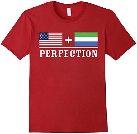 Mens American + Sierra Leone = Perfection Flag T-Shirt Large Cranberry