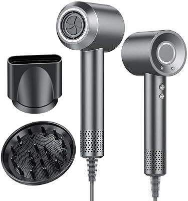 Secador de cabelo, secador portátil jónico profissional a 160000 rpm, secagem rápida, iões 500M, controlo de temperatura, com difusor magnético e bico, 4 níveis de temperatura e 3 velocidades