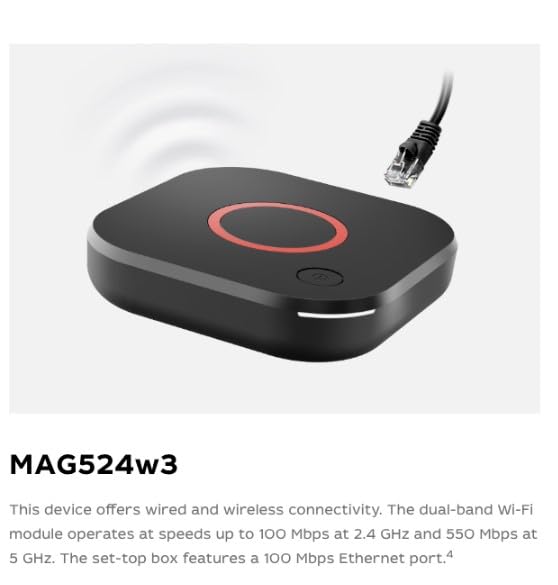 Infomir Mag 524W3 4K , Built-in Dual Band 2.4G/5G WiFi, HDMI Cable (Much Faster Than Old Mag 324w2 and 424W3) Black