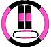Black and hot pink steering wheel cover, seat belt covers and rear view mirror cover.