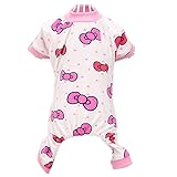 Urparcel Puppy Pet Dog Cotton Pajamas Cartoon Printed Clothes Jumpsuit Shirt (XXS(Tag:XS), Rose)