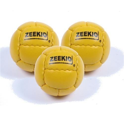 Zeekio Galaxy 12 Panel Leather Juggling Ball, Yellow, Set of 3
