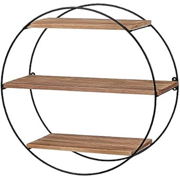 KAThome 4U Floating Shelves Wall Mounted, Rustic Round Shelving Unit, Decorative Wall Shelf for Bedroom, Bathroom, Living Room, Kitchen, Office and More