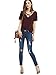ROMWE Women's Casual Solid Short Sleeve Criss Cross T-Shirt Tee Top Burgundy M