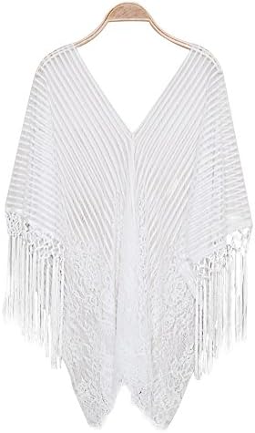 Sierry Women Beach Cover up V-Neck Swimsuits Tassel Bikini Swimwear Bathing Suit Covers