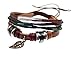 Beautiful Silver Jewelry Leaf Design Trendy Multi Strand Leather Zen Bracelet, Adjustable, Gift Box