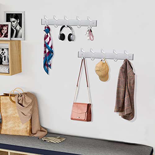Coat Hooks Wall Mounted 2 Packs Entryway Wall Coat Rack with 5 Sliding
