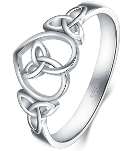 925 Sterling Silver Ring Boruo Celtic Knot Heart High Polish Tarnish Resistant Eternity Wedding Band Stackable Ring Size 7